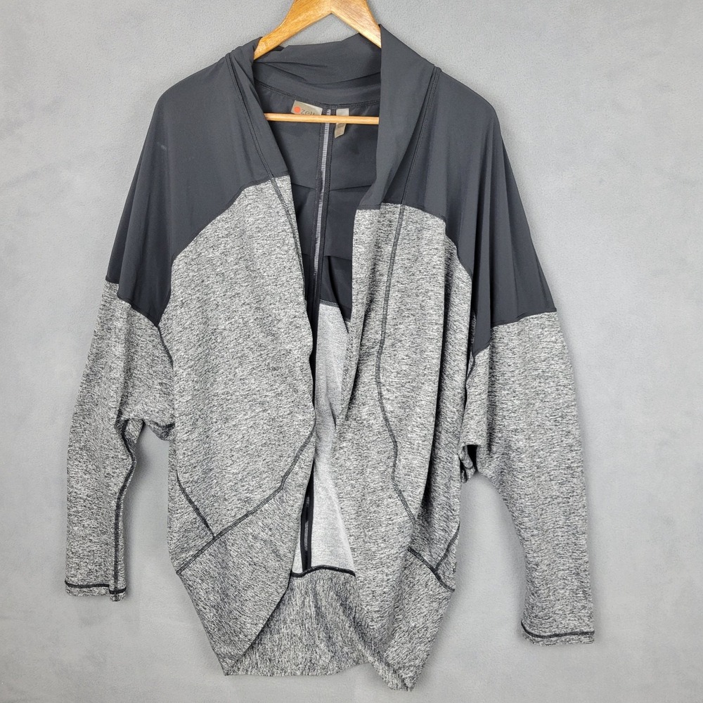 Zella Reversible Cocoon Cool Down Jacket Womens M/L Gray Colorblock Cardigan‎